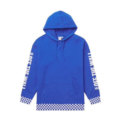 Vans Checkerboard Letter Print Hoodie Blue Unisex VN0A3UMYUUO