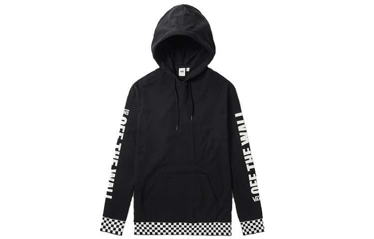 Vans Checkerboard Letter Print Hoodie Unisex Black VN0A3UMYBLK