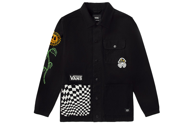 Vans Checkerboard Patchwork Outdoor Multi-Pocket Jacket Black Unisex VN0A3WF1Z6S