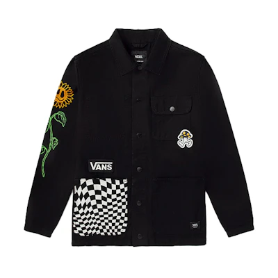 Vans Checkerboard Patchwork Outdoor Multi-Pocket Jacket Black Unisex VN0A3WF1Z6S