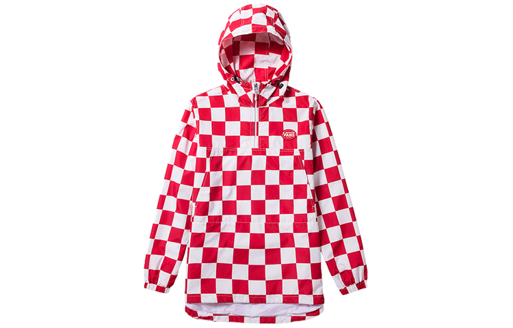 Vans Checkerboard Print Hooded Jacket Unisex Red VN0A3TWS0PZ