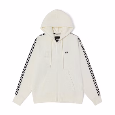 Vans Checkerboard Print Zip-Up Hoodie Unisex White Sweatshirt VN0A7YIYFS8