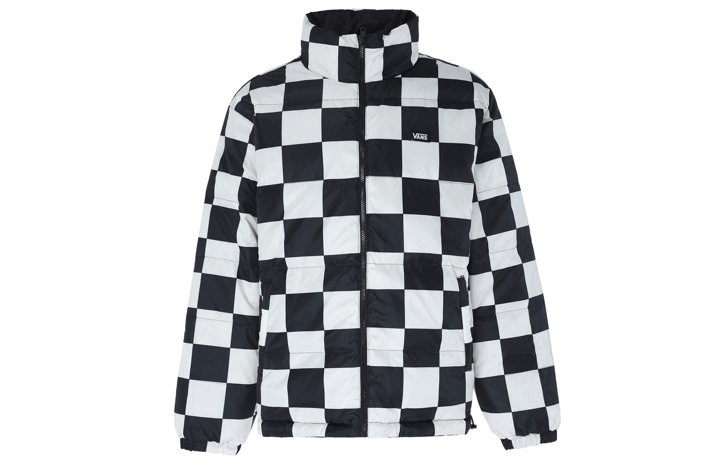 Vans Checkerboard Reversible Puffer Jacket Long Sleeve Unisex Black VN000H0QBLK