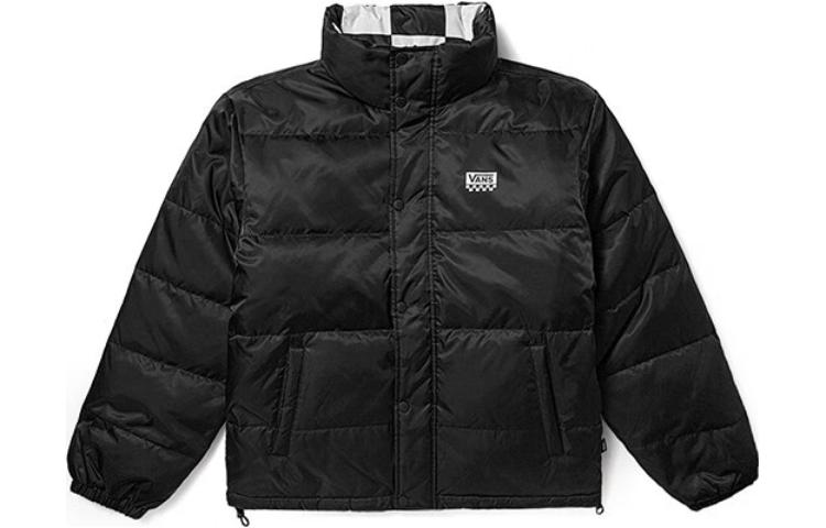 Lookbook Vans 棋盤格雙面羽絨長袖外套 男女款 黑色 VN000H0QBLK