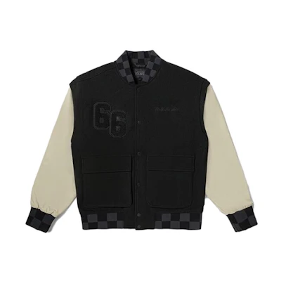 Vans Checkered Detachable Sleeve Retro Collegiate Jacket Unisex Black VN000928BLK