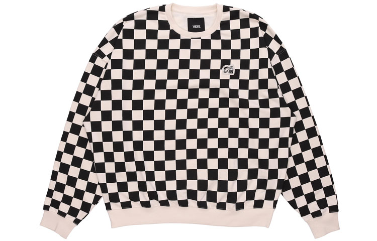 Vans Checkered Knit Long Sleeve Crewneck Sweatshirt Unisex Black VN0A5H69466