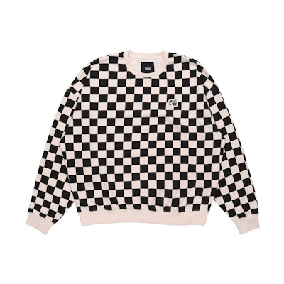 Vans Checkered Knit Long Sleeve Crewneck Sweatshirt Unisex Black VN0A5H69466