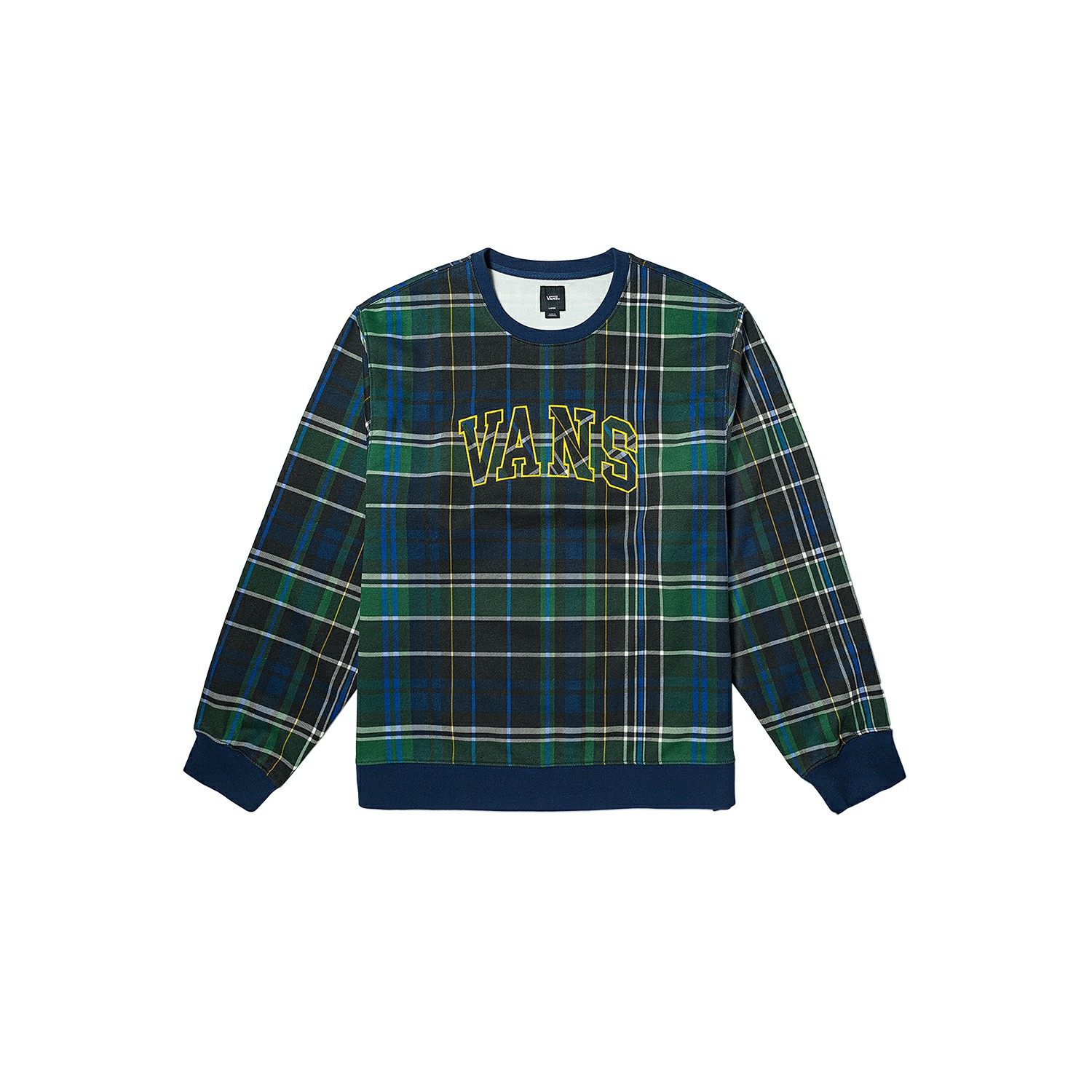 Vans Checkered Letter Embroidered Crewneck Sweatshirt Green/Black VN0007W3BVM