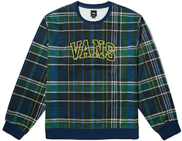 Vans Checkered Letter Embroidered Crewneck Sweatshirt Green/Black VN0007W3BVM Vans Checkered Letter Embroidered Crewneck Sweatshirt Green/Black VN0007W3BVM