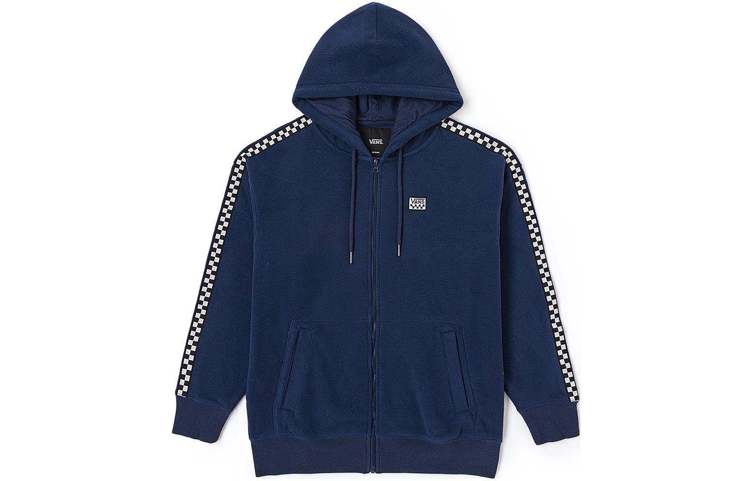 Vans Checkered Patchwork Zip-Up Hoodie - Navy Blue VN000FCSLKZ