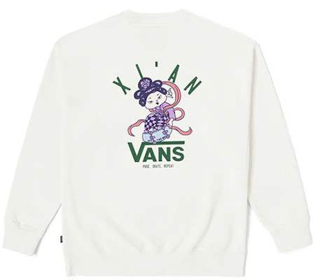 Vans 城市系列字母印花男女情侣款纯白圆领卫衣 VN000KQDFS8 Buy Vans 城市系列字母印花男女情侣款纯白圆领卫衣 VN000KQDFS8