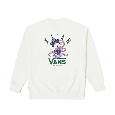 Vans City Series Letter Graphic Crewneck Sweatshirt Unisex Off-White VN000KQDFS8