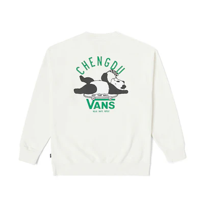 Vans City Series Panda Print Crewneck Sweatshirt Unisex Off-White VN000KQCFS8