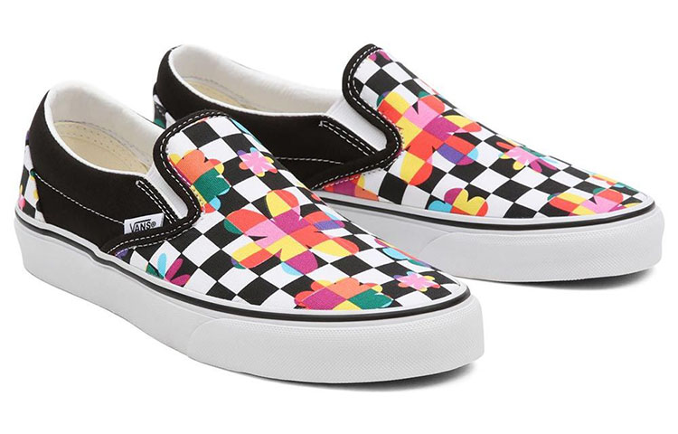 Lookbook Vans 休閒 棋盤格 彩色花卉 低幫 帆布鞋 男女同款 黑白