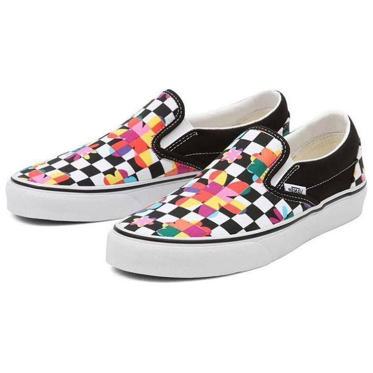 Shop Vans 休閒 棋盤格 彩色花卉 低幫 帆布鞋 男女同款 黑白