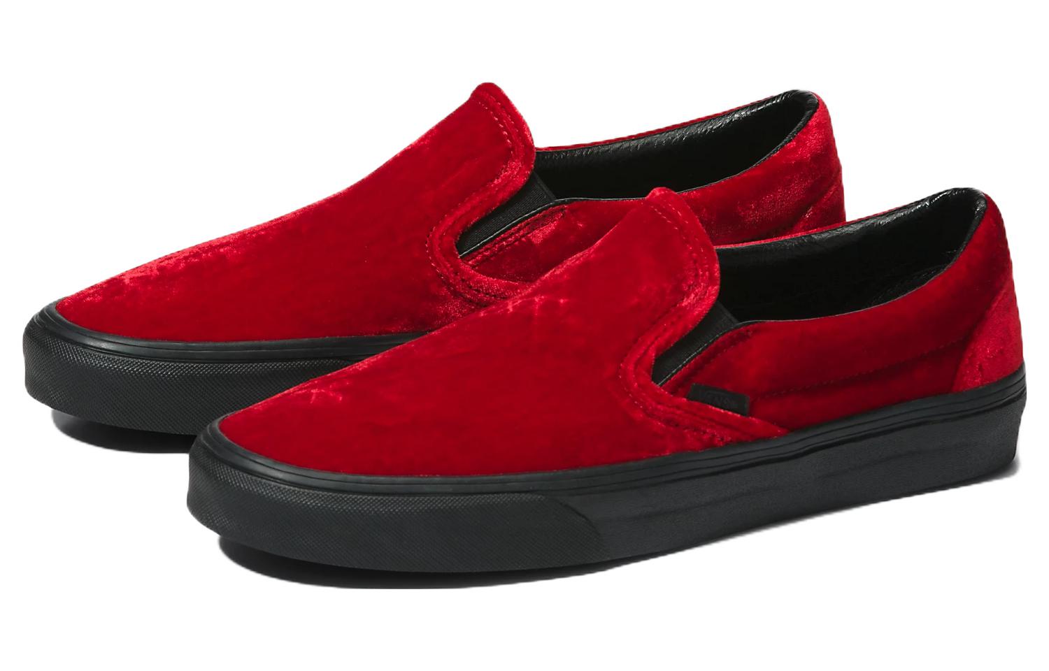 Lookbook Vans 滑入式經典款 潮流休閒 防滑耐磨 低筒 滑板鞋 男女同款 紅黑