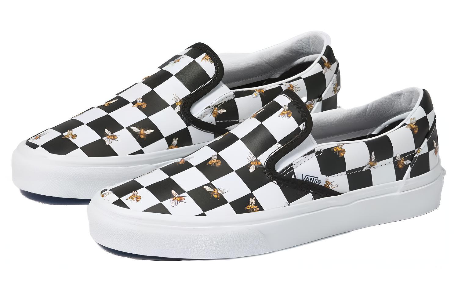 Order Vans 滑入式 帆布 蜜蜂棋盤格 一腳踏 低筒 滑板鞋 男女皆宜 黑白