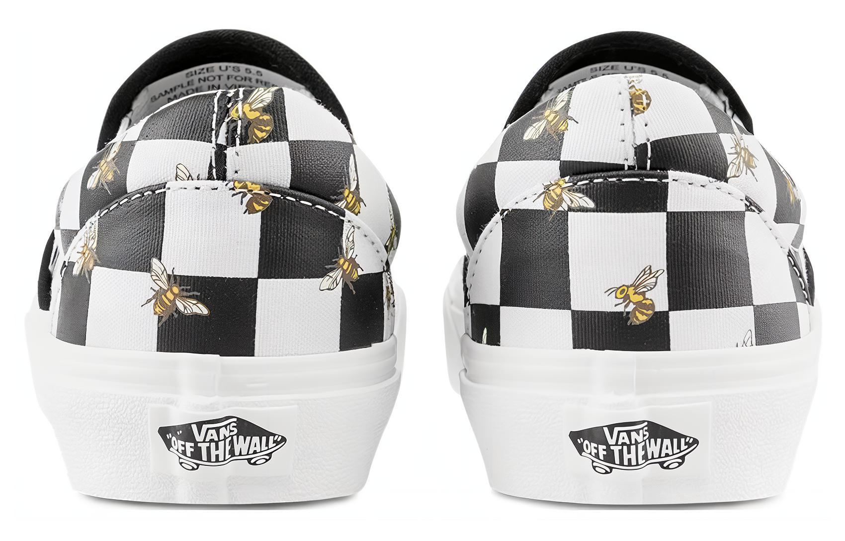 Shop Vans 滑入式 帆布 蜜蜂棋盤格 一腳踏 低筒 滑板鞋 男女皆宜 黑白