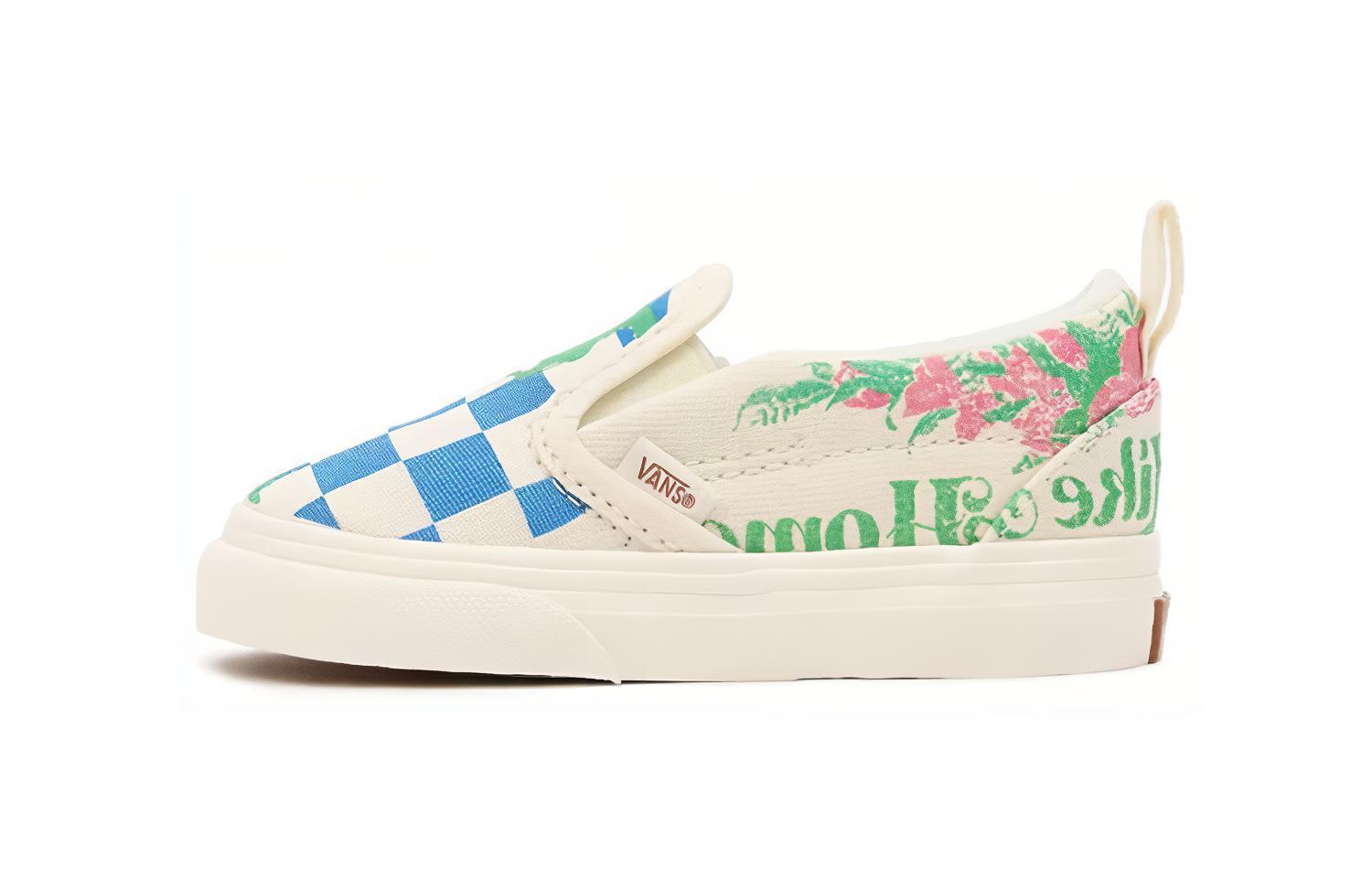 Buy 幼童 Vans Classic Slip-On Eco Theory 魔鬼氈 低帮休閒鞋 白藍綠 棋盤格