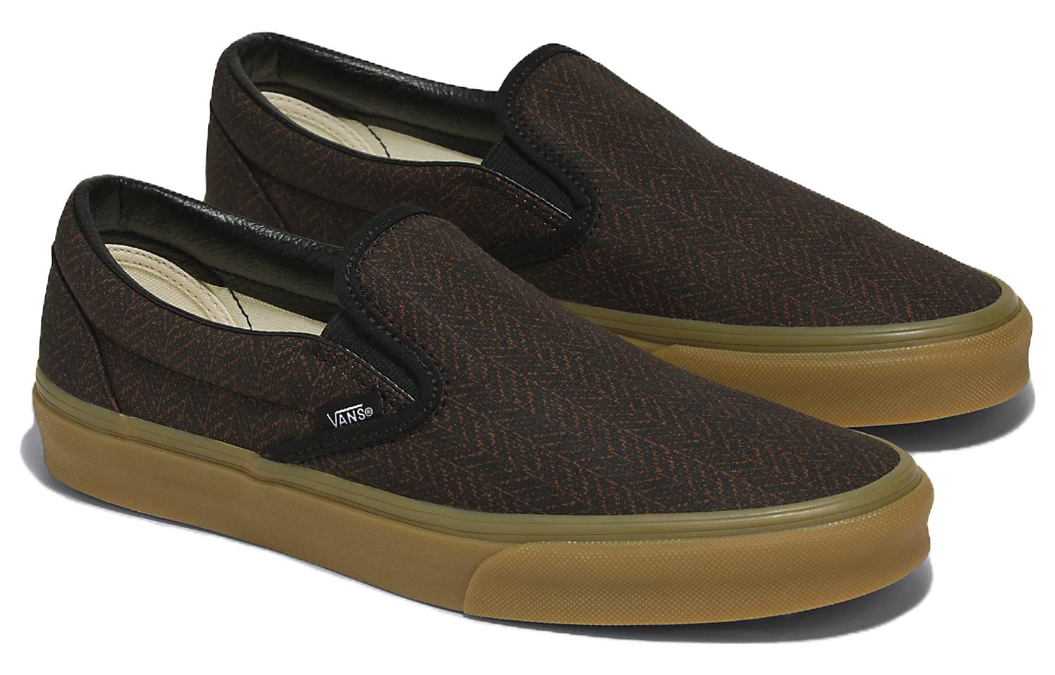 Lookbook Vans经典人字纹黑色米褐色懒人鞋 VN000BVZYS8