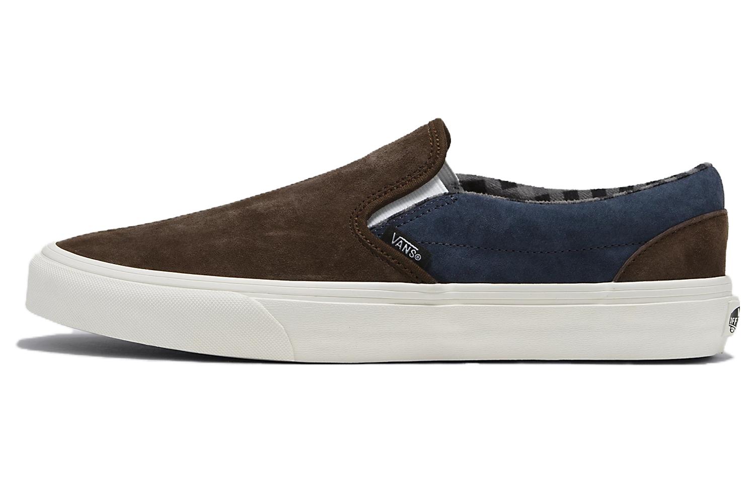 Vans Classic Slip-On Pig Suede Shoes 'Plaid Brown Navy' VN000BVZBF1