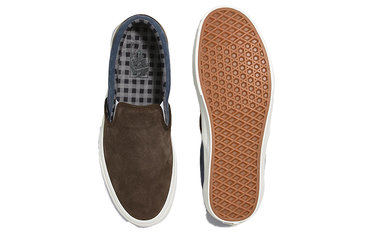 Purchase Vans Classic Slip-On de Ante Cerdo 'Cuadros Marrón Azul Marino' VN000BVZBF1