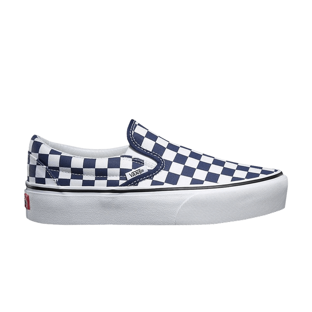 Vans Classic Slip-On Platform 'Checkerboard - Medieval Blue' VN0A3JEZS4D