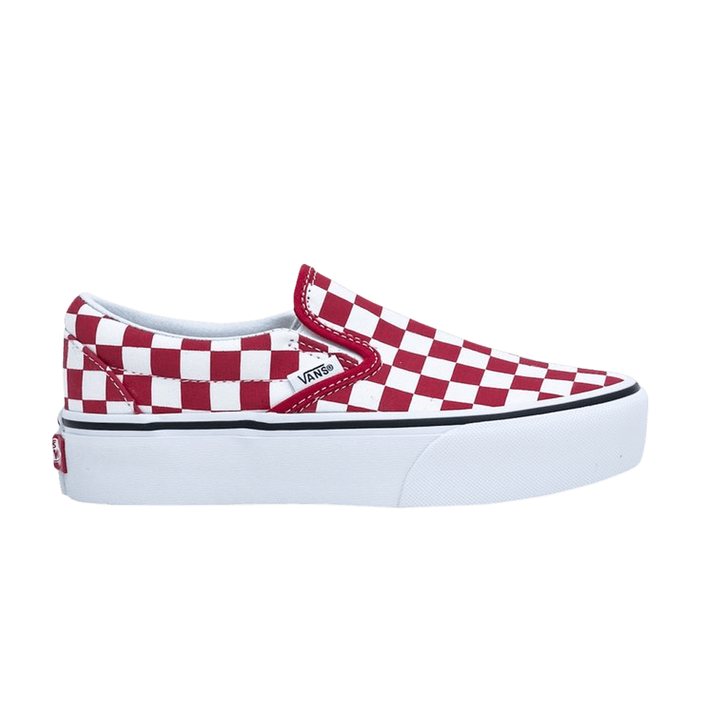 Vans Classic Slip-On Platform 'Checkerboard - Racing Red' VN0A3JEZS4E