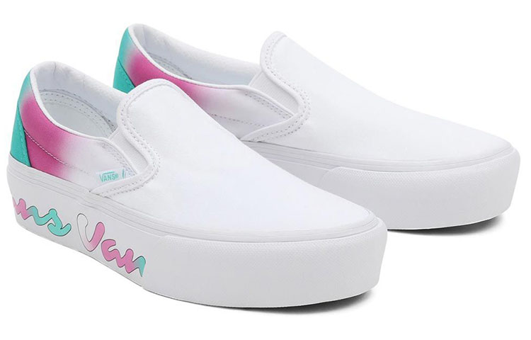Lookbook Vans Classic Slip-On Platform ''Wit Groen Paars'' VN0A5KXBB0X