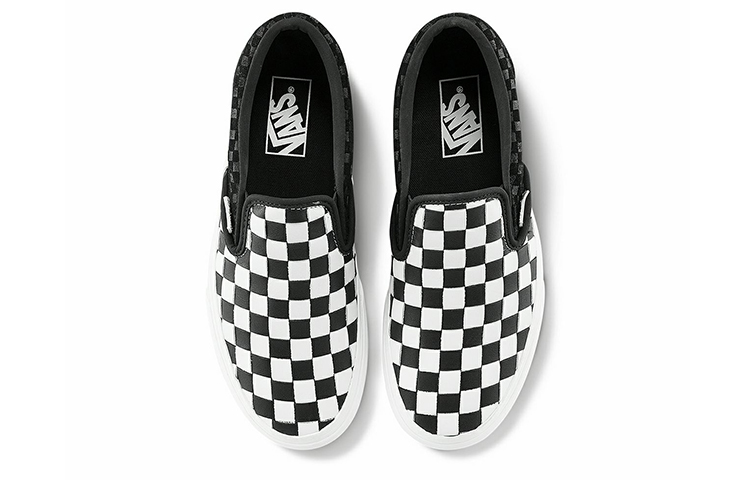 Lookbook ヴァンズ クラシックスリッポン 厚底 ウーブン 黒白 (Vanz Kurashikkusurippon Atsuzoko U-bun Kuro Shiro) VN0A5KXB9GY