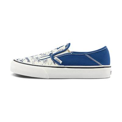 Vans Slip-On SF Classic Casual Skateboarding Shoes Unisex Blue Funny Printing 'Blue White'