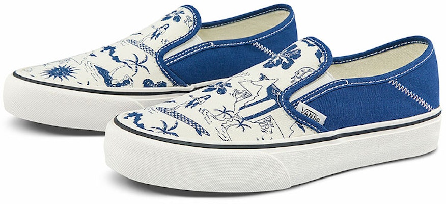 Vans蓝白滑板鞋男女款印花一脚蹬经典休闲鞋 VN0A5HYQAXV Order Vans蓝白滑板鞋男女款印花一脚蹬经典休闲鞋 VN0A5HYQAXV