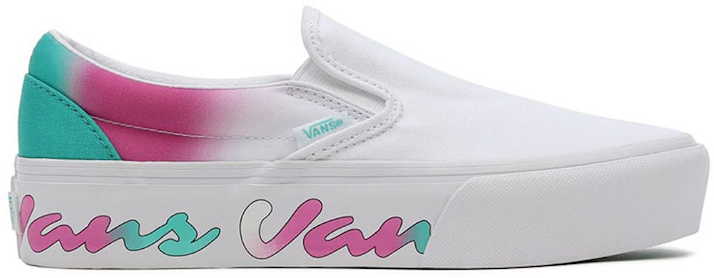 Vans經典滑入款加厚底休閒板鞋 男女款 白綠紫漸變 Order Vans經典滑入款加厚底休閒板鞋 男女款 白綠紫漸變