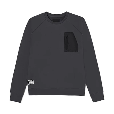 Vans Collegiate Logo Pullover Sweatshirt Black/Gray Unisex with Zipper Pocket VN0009161O7