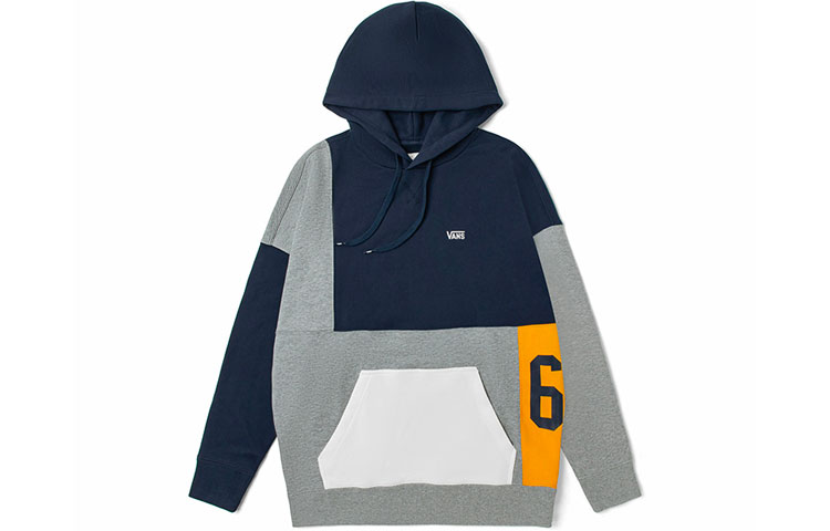 Vans Colorblock Logo Patch Hoodie Unisex Gray VN0A54L24OU