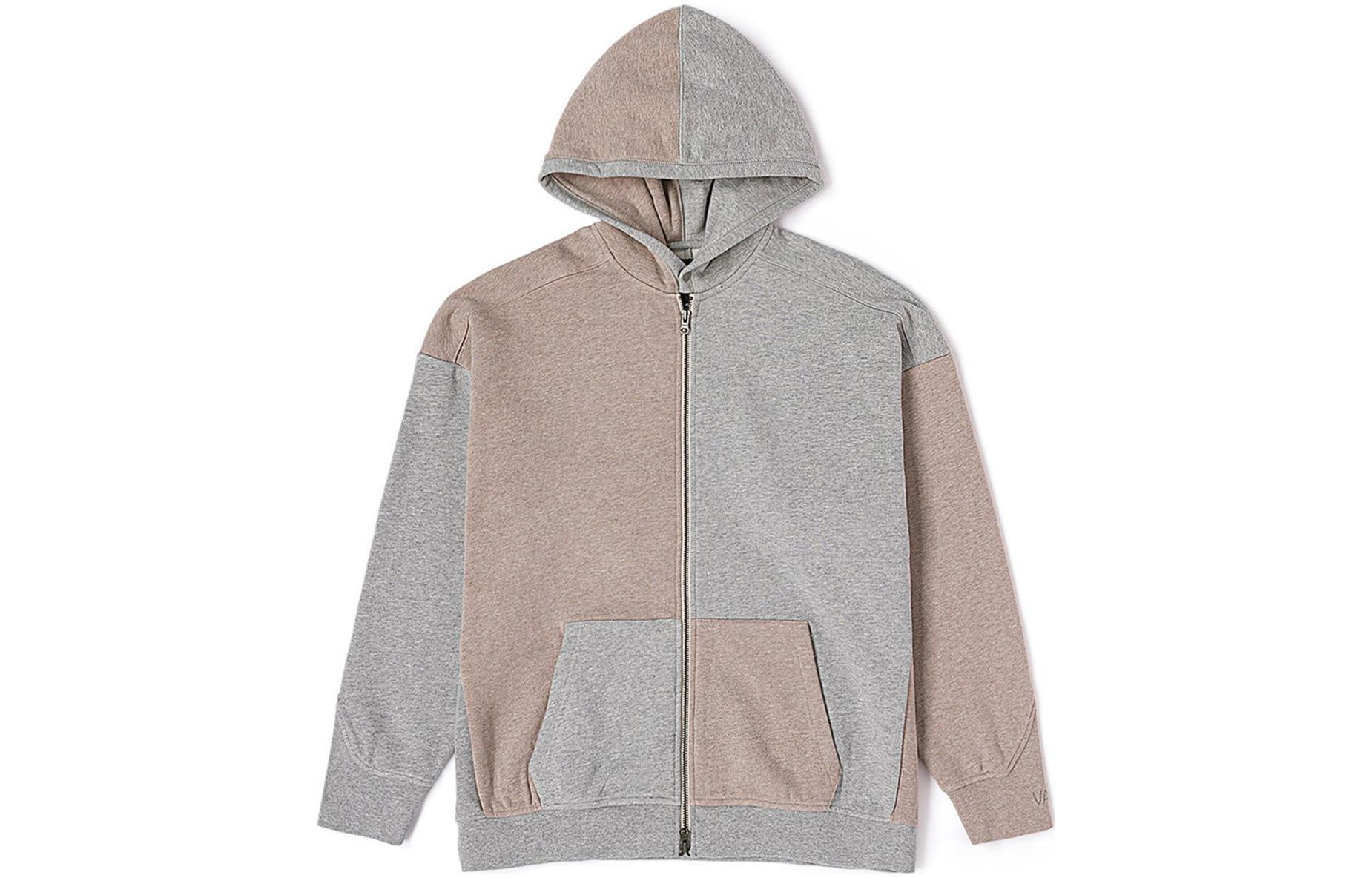Vans Colorblock Oversized Zip Hoodie Unisex - Oatmeal VN000H2K2N1
