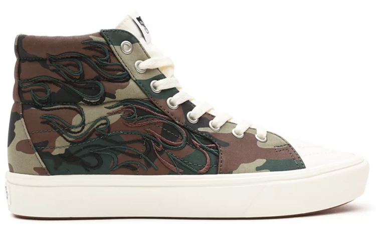 Order Vans 火焰刺繡 Comfycush 高筒滑板鞋 - 迷彩色