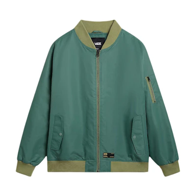 Vans Copley Colorblock Logo Zipper Multi-Pocket Bomber Jacket Green VN000HMQ1CI