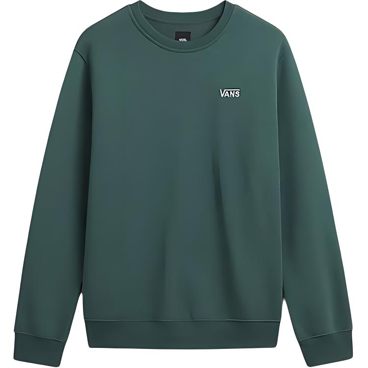 Vans Core Basic Crew Fleece Green Sweatshirt - Classic Cotton Long Sleeve VN0A7YDUBDX