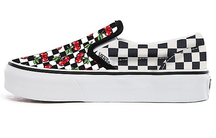 Buy ヴァンズ カスタム チェリー チェッカー スリッポン 黒/白 VN0A3CST060