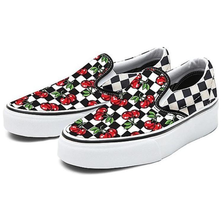 Shop ヴァンズ カスタム チェリー チェッカー スリッポン 黒/白 VN0A3CST060