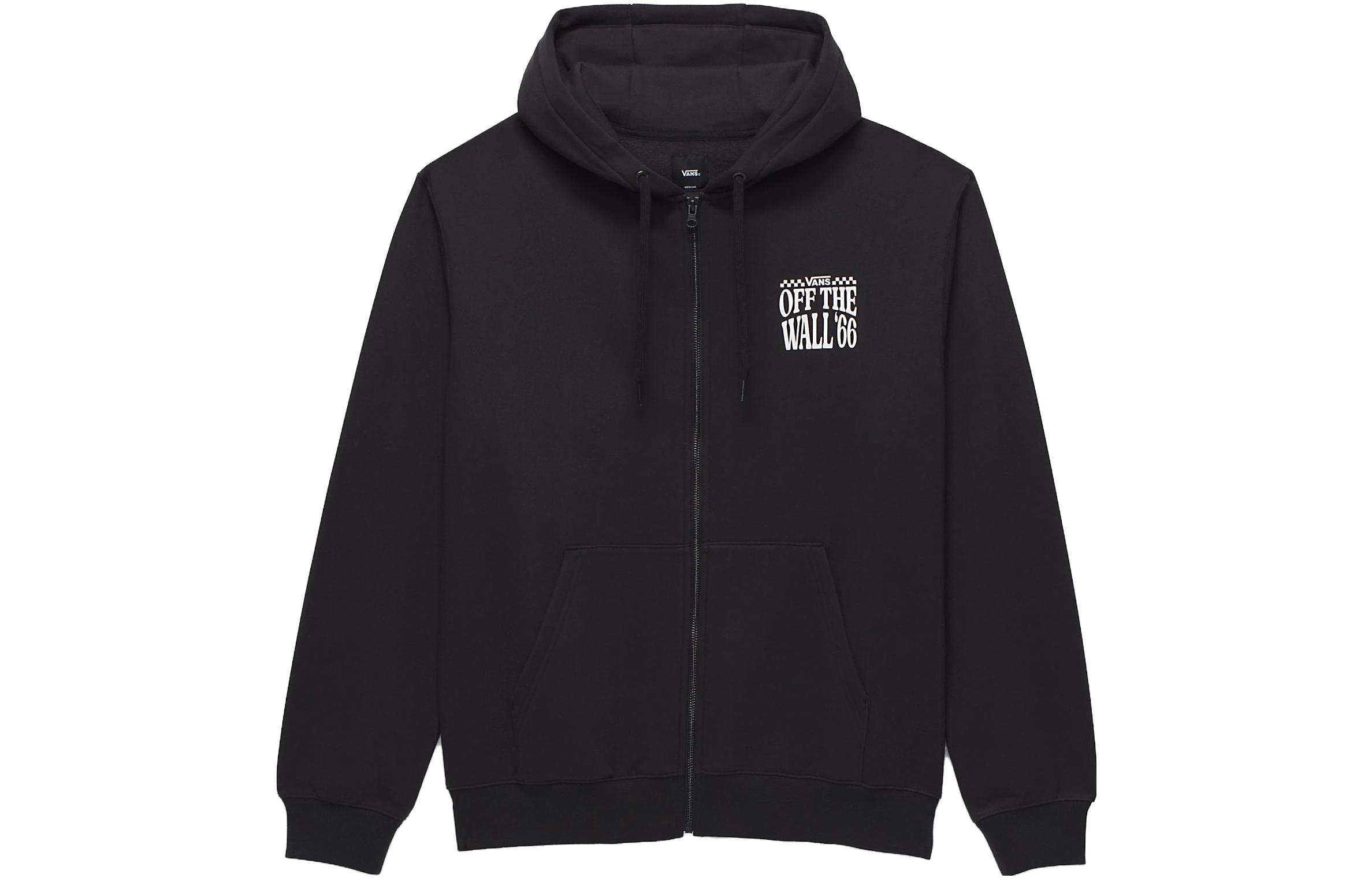 Vans Demo Derby Full Zip Hoodie Black Letter Print Hooded Jacket VN000ABJBLK