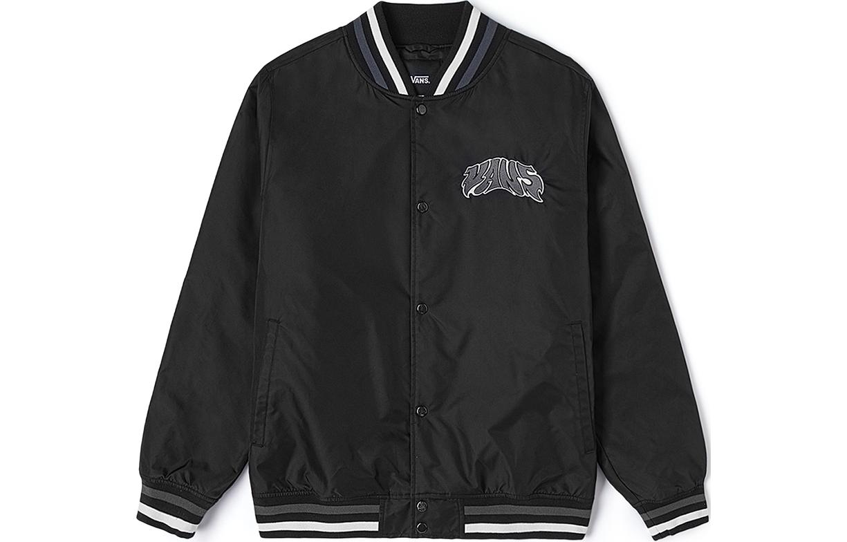 Order Vans Dunton 復古字母條紋黑色外套 男女長袖休閒夾克 VN000G81BLK