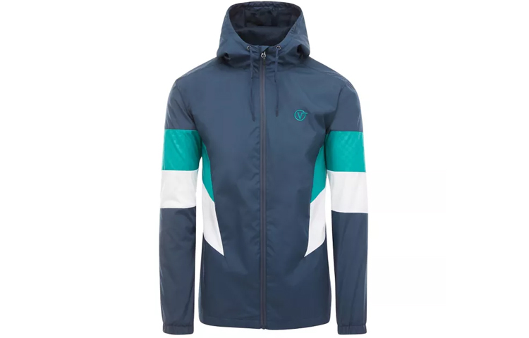 Vans Eastside Logo Embroidered Colorblock Waterproof Hoodie Jacket Blue Mens VN0A3W2ALKZ