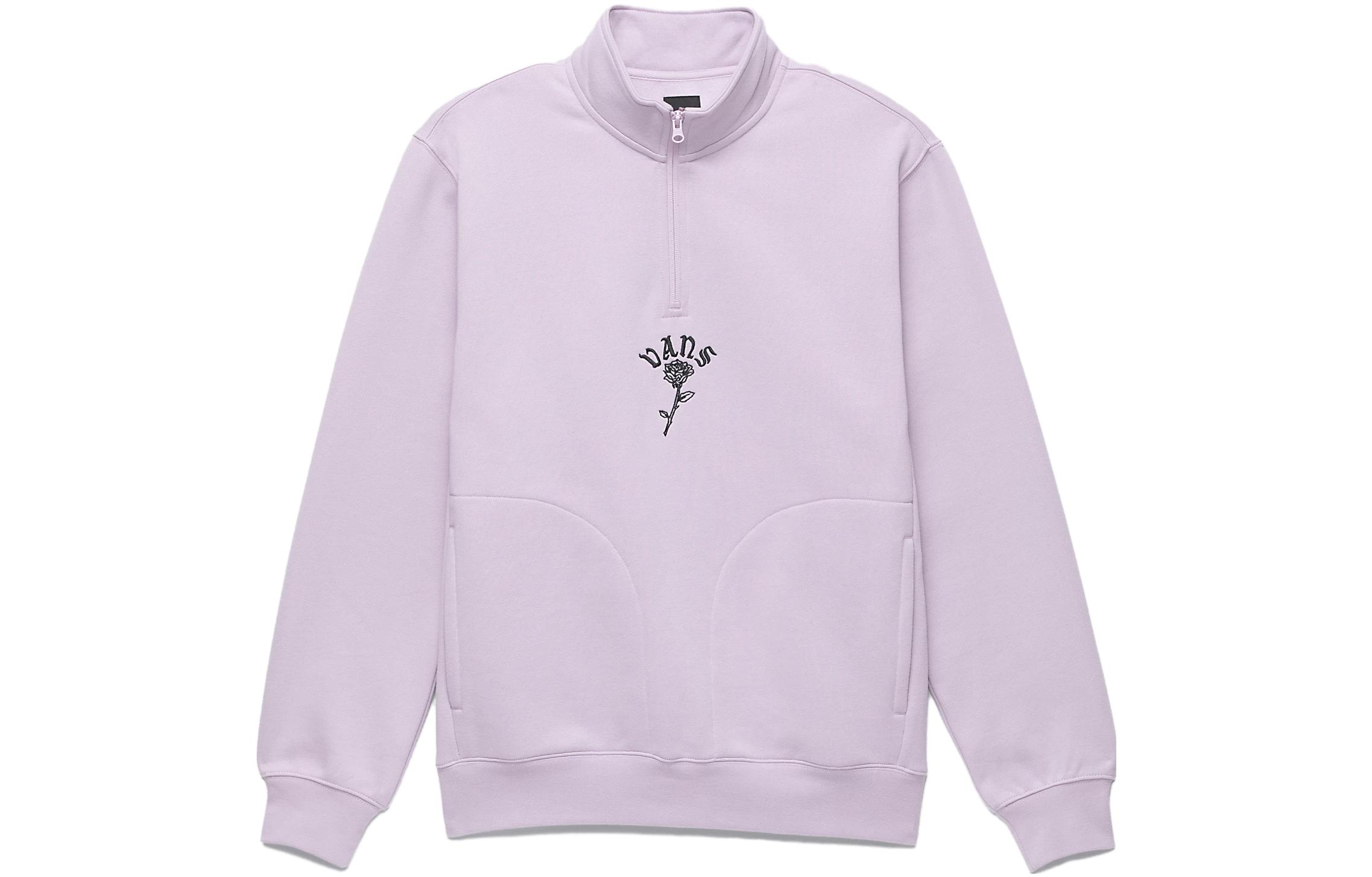 Vans Embroidered Half-Zip Pullover Sweatshirt Unisex - Light Purple VN0008UJC7S