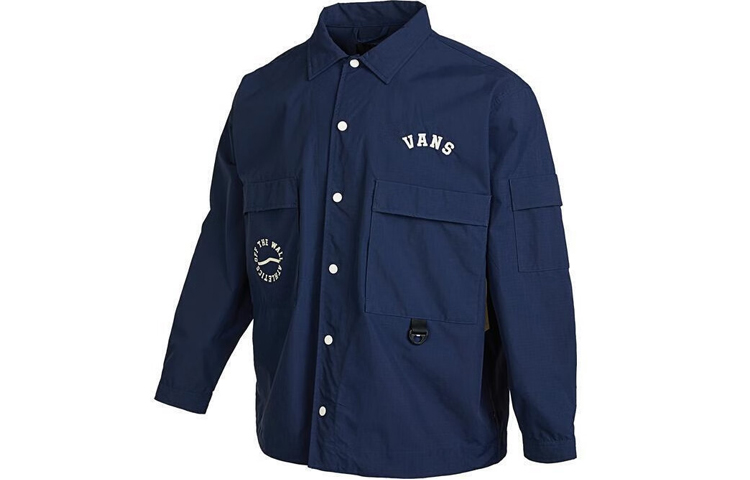 Vans Embroidered Logo Button-Up Work Jacket Navy Blue VN0002GWLKZ