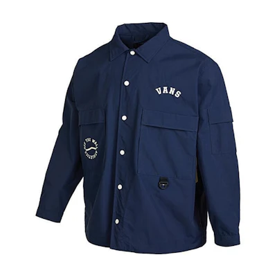 Vans Embroidered Logo Button-Up Work Jacket Navy Blue VN0002GWLKZ