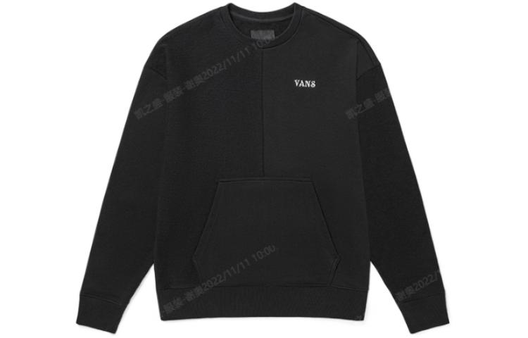 Vans Embroidered Logo Patchwork Pullover Hoodie Unisex Couple Style Black VN0A5H9QBLK