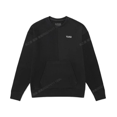 Vans Embroidered Logo Patchwork Pullover Hoodie Unisex Couple Style Black VN0A5H9QBLK