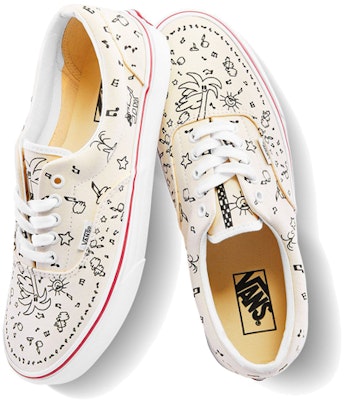 Vans Era 低筒 板鞋 男女同款 米色塗鴉 Shop Vans Era 低筒 板鞋 男女同款 米色塗鴉